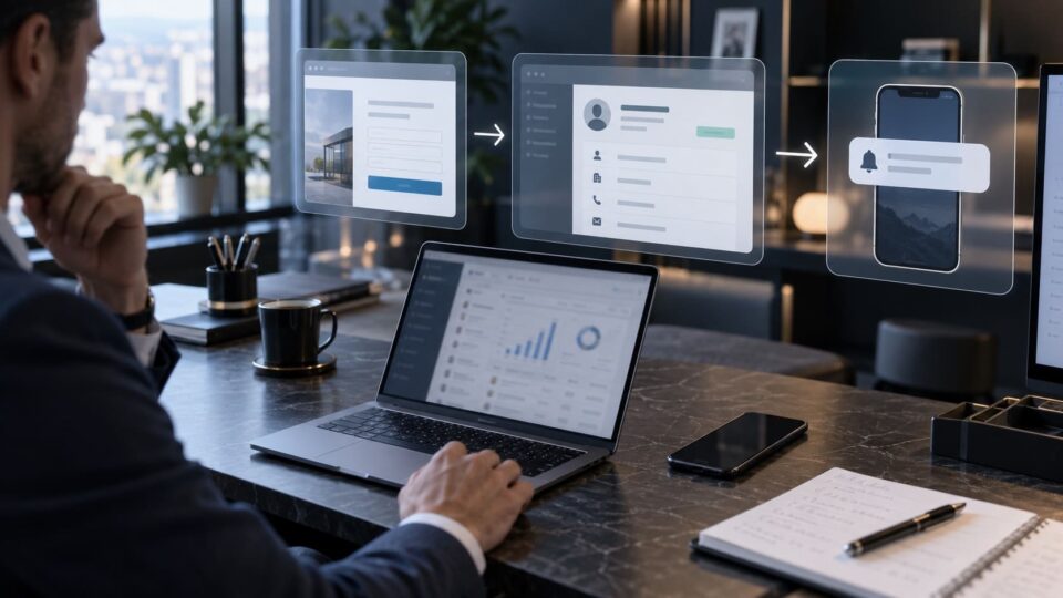 Схема автоматизации заявок с сайта, CRM и уведомлениями